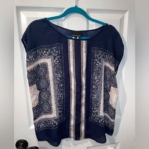 Cynthia Rowley Scarf Print Loose Blouse Size M